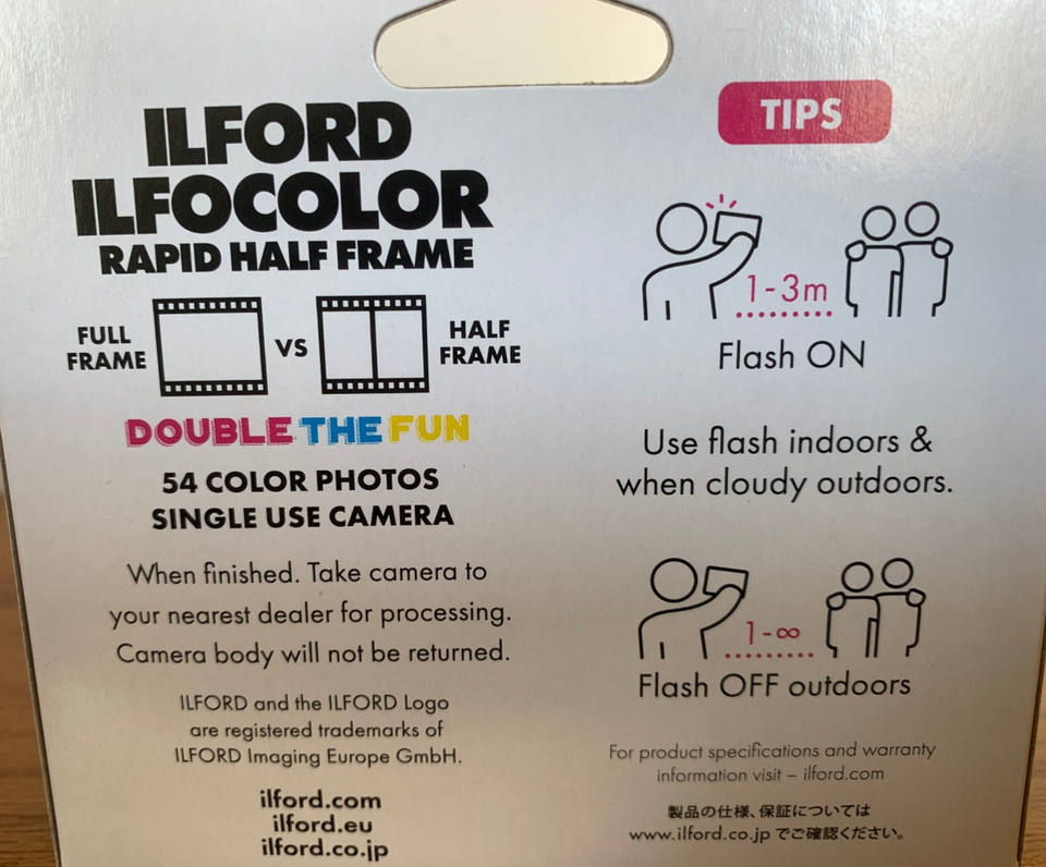 Ilford Half-frame camera backside